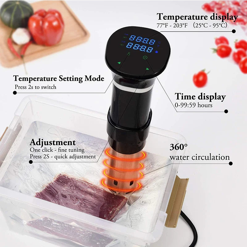 UK/EU Sous Vide WI-FI 1100W High-Power with Slow Cooker Function  99-Hour Timer & Precision Vacuum Cooking, ±0.1°C Temperature Control Home Appliances Kitchen Cooking Accessories