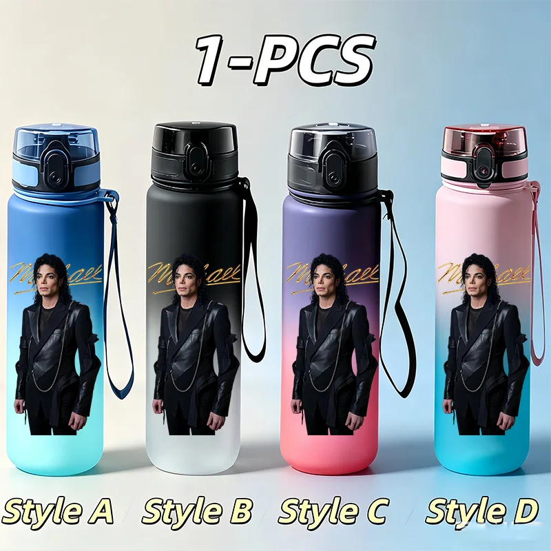 Michael Jackson Fans Character 650ml NEW Cool Gradient Water Cup, Vacation Gift, Portable Outdoor Travel Running Gym Cycling Water Bottle Sports Accessories Gifts