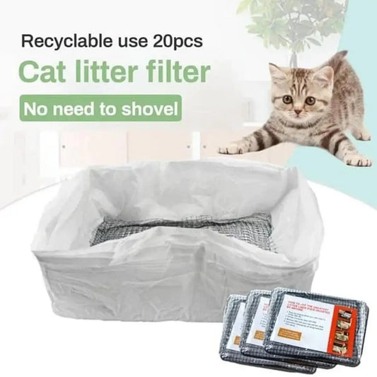 10pcs Reusable Cat Feces Filter Hands Free Pet Cat Excrement Liners with Filter Net Pet Hygienic Litter Box Liners Pet Cleaning