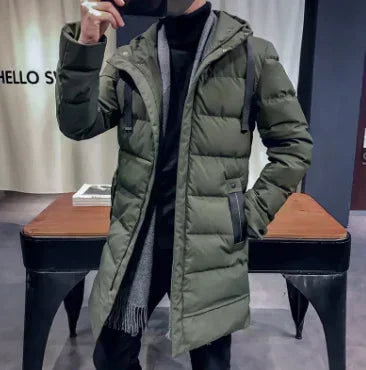 M-8XL PLUS SIZE Winter Long Parka Men's Fashion Classic Solid Color Thick Warm Padded Jacket Men Outdoor Snow Clothing Windproof Hooded Coat Men Luxury Fashion Clothing Supplies