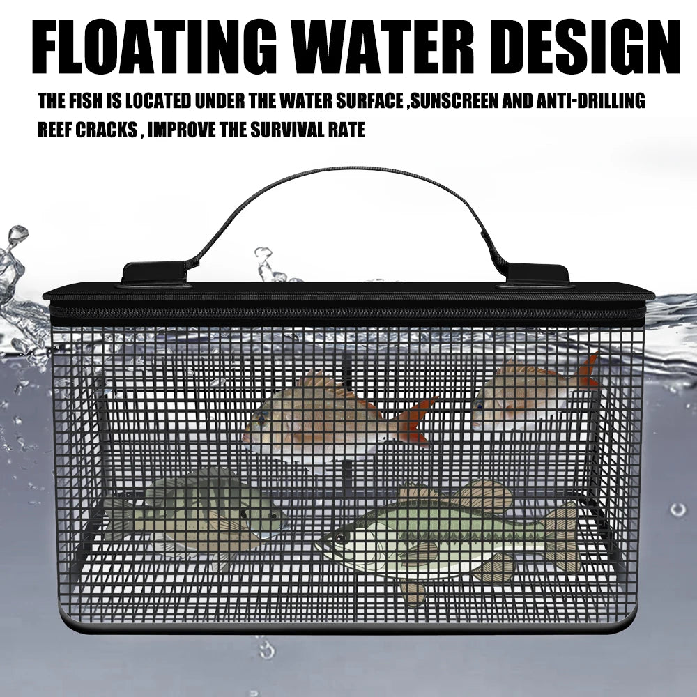 Small  Large Capacity Professional Fishing Protection Live Fish Bucket Box Portable Quick Drying  Bucket Outdoor Fishing Gear Collapsible Fishing Net Cage