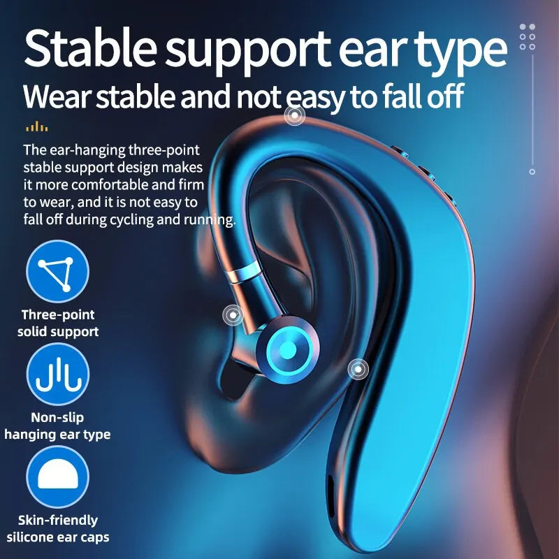 Wireless Bluetooth Headset Single Ear Earplugs Ultra Long Battery Life Business Earphones Mobile Phone Headphones Earbuds Mono