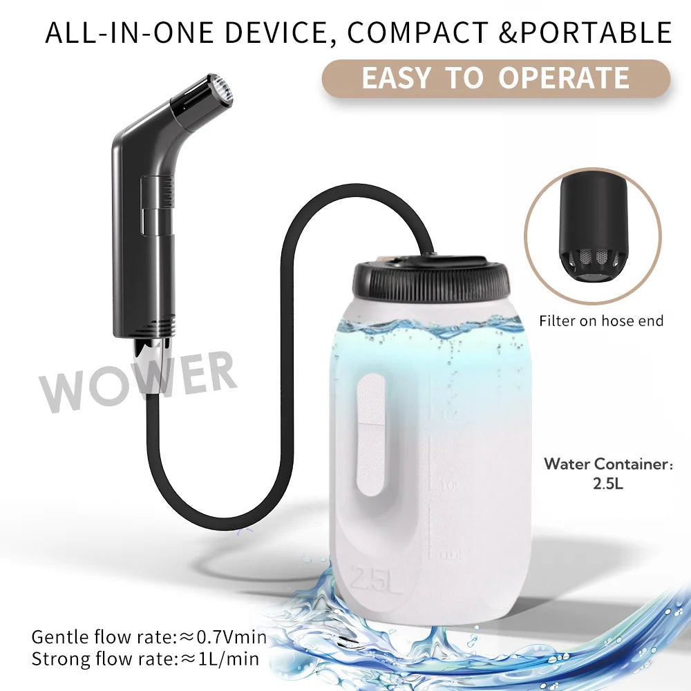 NEW 2.5L Portable Electric Bidet Rechargeable Hand Bidet Butt Sprayer for Personal Hygiene Cleaning Travel Camping Bidet Outdoor Travel Camping Cleaning Supplies