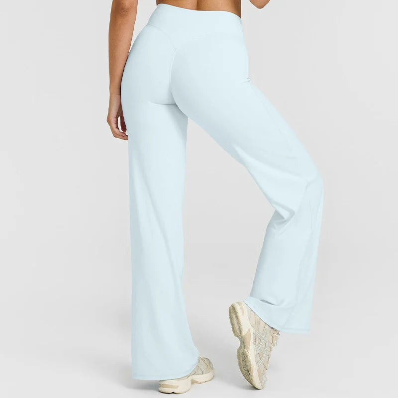 Naked Feel Yoga Pilates Running Sport Flare Trousers 6 Colors  Straight-Leg Pants Ultra Soft Butter Fabric Women's Mid-Waist Yoga Gym Fitness Pants Female Sportswear