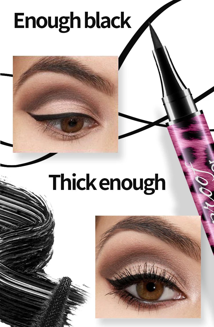 Liquid Eyeliner Pencil 4D Waterproof Mascara Set Cosmetics Eye Liner Thick Curling Mascara Eyebrow Pencil Eyes Makeup