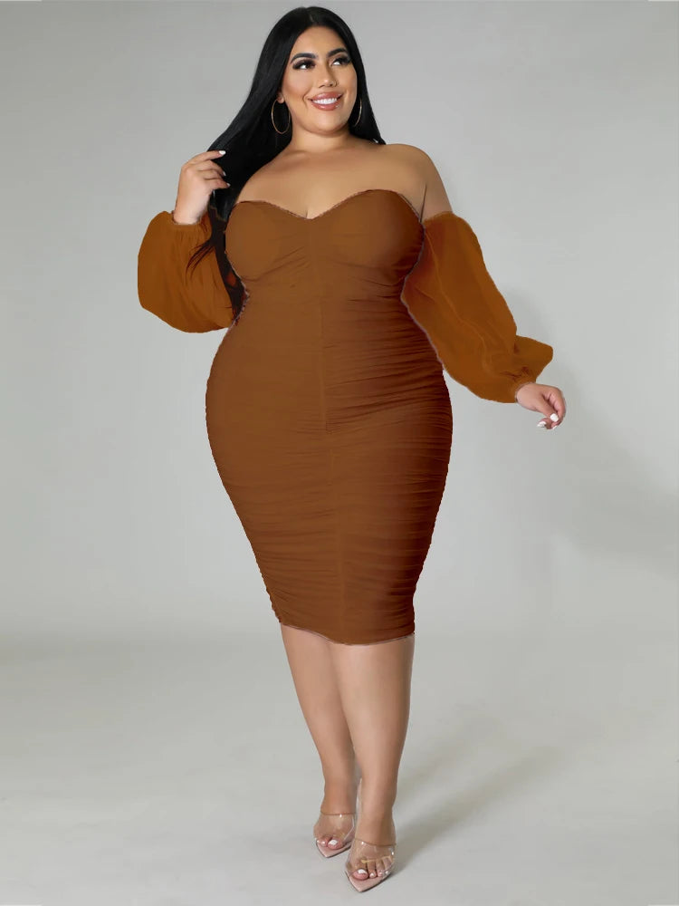 NEW XL-4XL Plus Size 7 Colors Elegant and Beautiful Women Dresses Off Shoulder Sexy Low-Cut Dress Strapless Bandage Dress Plus Size Evening Party Dress