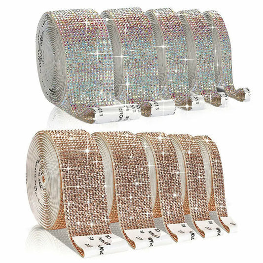 3 Colors Self Adhesive Crystal Rhinestone Sticker Diamond Ribbon DIY Sticker Rhinestones for Arts Crafts Clothes Shoes Garments Car Phone Present Bags Decoration Apparel Accessories
