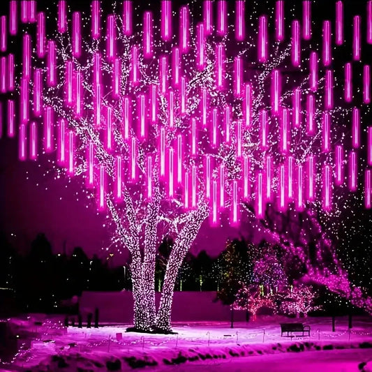 NEW 4 Pack Set 50cm 8 Tube LED Meteor Shower Lights Christmas Festoon Lights Fairy Garland Waterproof Garden Holiday Decoration