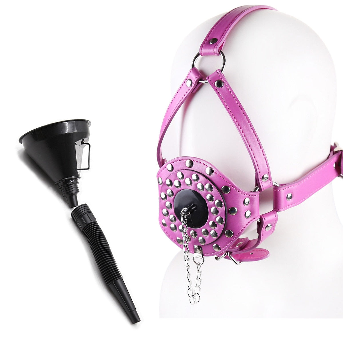 Urinal Funnel Oral Enema Drool Plug Gag Bondage BDSM Mask Fetish Hood Adult Slave Play Sex Toy Female Male Exotic Accessories