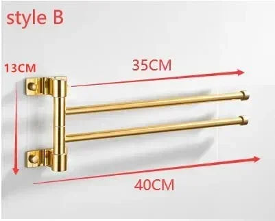 NEW 4 Rods Golden Light Luxury Aluminum Wall Mounted Rotating Towel Rack Bath Rail Hanger Towel Holder Bathroom Accessories Storage Rack