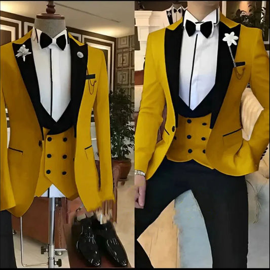 Low-Price Sales are Limited NEW 3PCS Set S-6XL PLUS SIZE 7 Colors  Business Blazer Wedding Costume Men's Suit Groom Best Man Wedding Banquet Suit Men Luxury Fashion Clothing Supplies