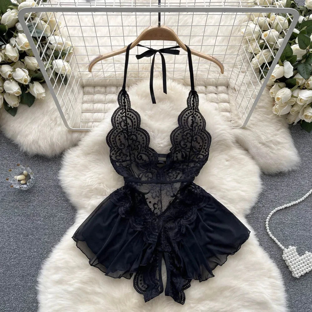 2024 New Year eve Women's Hollow out Combination Bodysuit Slim Fit Sexy Party Mesh Lace Bodysuit Bodysuit Sexy Fashion Sleepwear