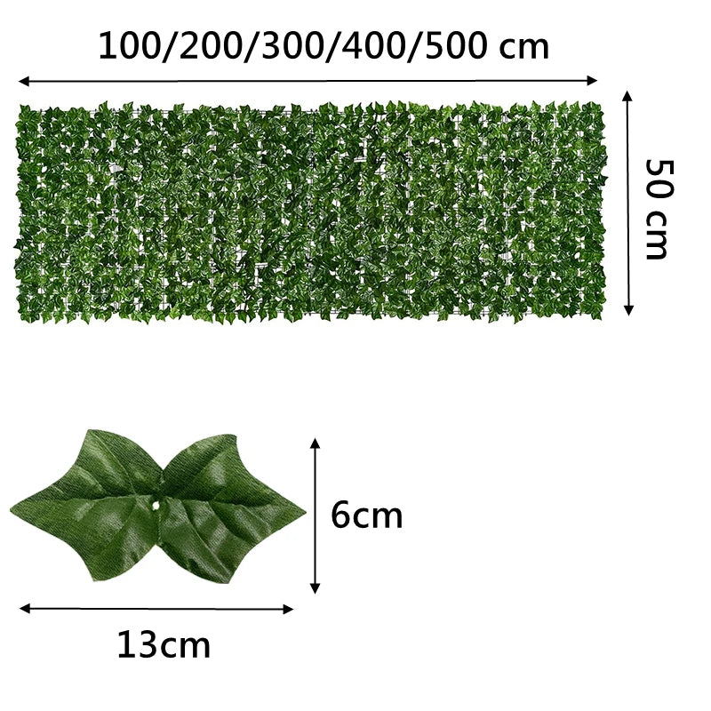 NEW Arrivals 50×500cm Leaf Fence Ivy Privacy Screen Balcony Privacy Garden Leaves Fence Artificial Hedge Apple Leaf Outdoor Fence Decoration Accessories Home Supplies