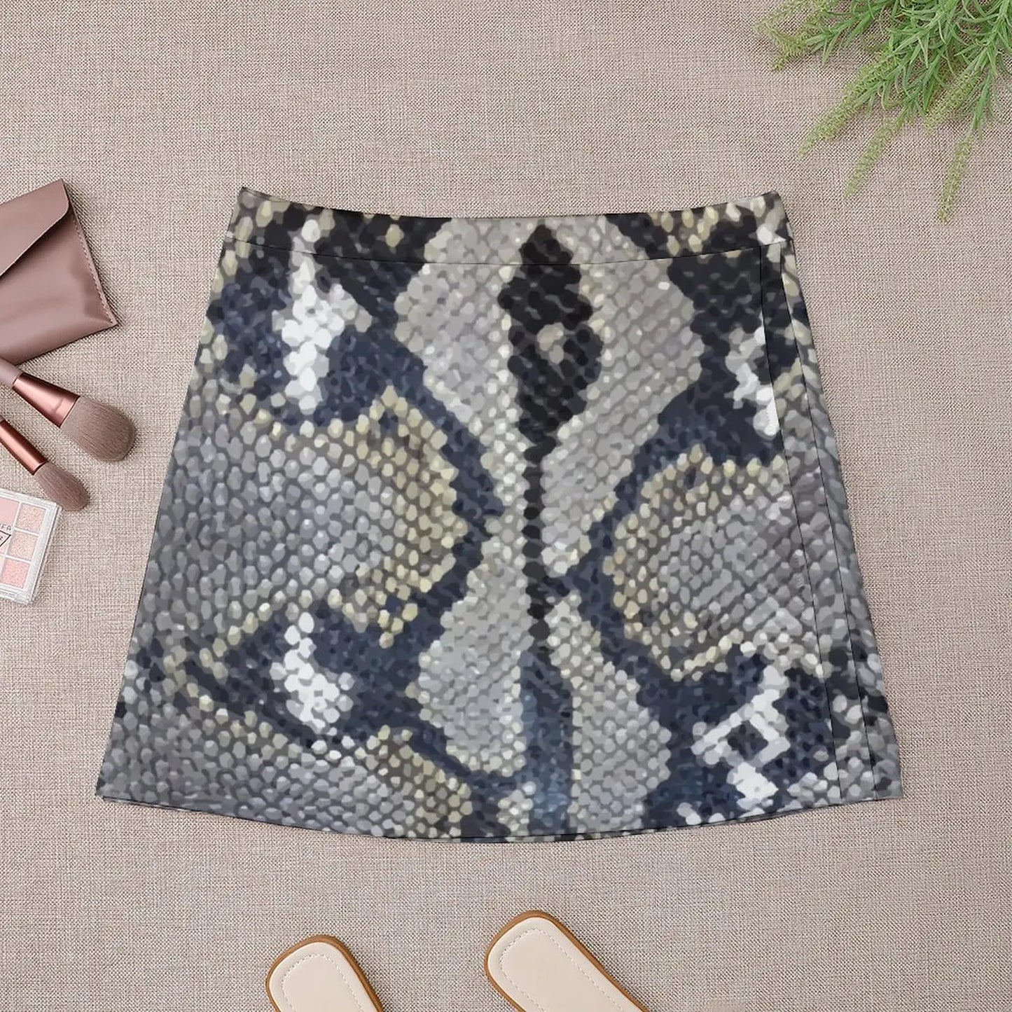 Python Snake Skin Texture Design Mini Skirt Pop Women Clothing