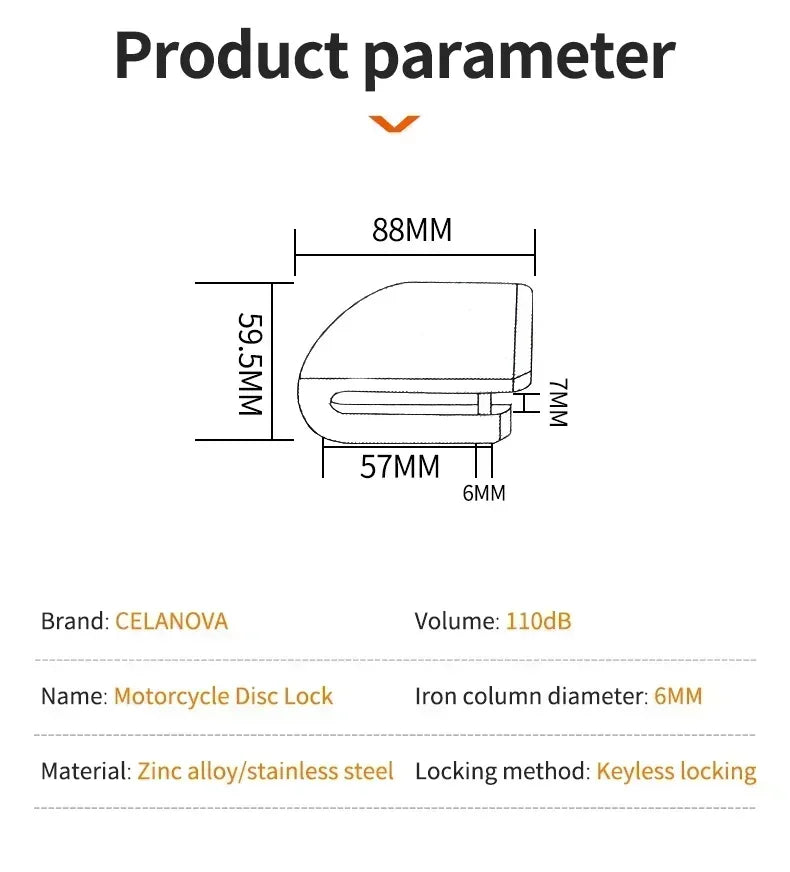 NEW Arrivals Disc Brake Alarm Lock, 5 Colors Full Set Anti-Theft and Theft Prevention, Bicycle Motorcycle Anti-Theft Alarm, Electric Scooter, Bicycle Lock, Brake Disc Lock