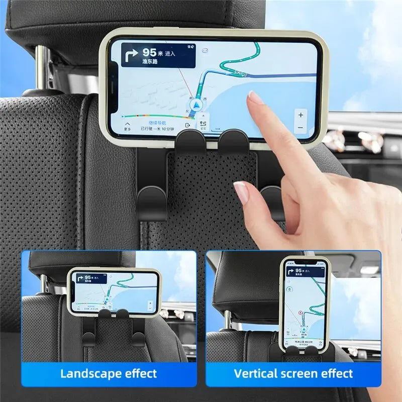 Auto Seat Headrest Hook Storage Hanger Car Vehicle Back Seat Organizer Stand Car Mobile Phone Holder Car Interior Accessories