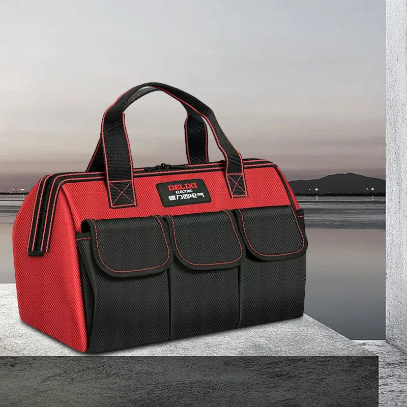 Wide Mouth Tool Bag,1680D Oxford Cloth Tool Storage Bag With Waterproof, Multiple Pockets