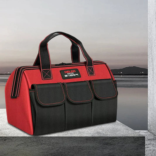 Wide Mouth Tool Bag,1680D Oxford Cloth Tool Storage Bag With Waterproof, Multiple Pockets