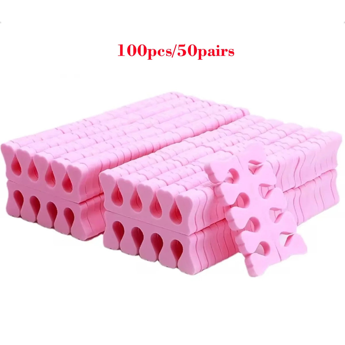 100pcs/50pairs 3 Colors Sponge Toe Finger Separator Manicure Set Toe Splitte for Nail Polish Enhancement Painting and Polishing Tools