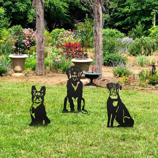 Dog Metal Art Garden Statues French Bulldog, Festival Decorations & Yard Decor 1PC Doberman Pinscher Backyard Lawn Stakes