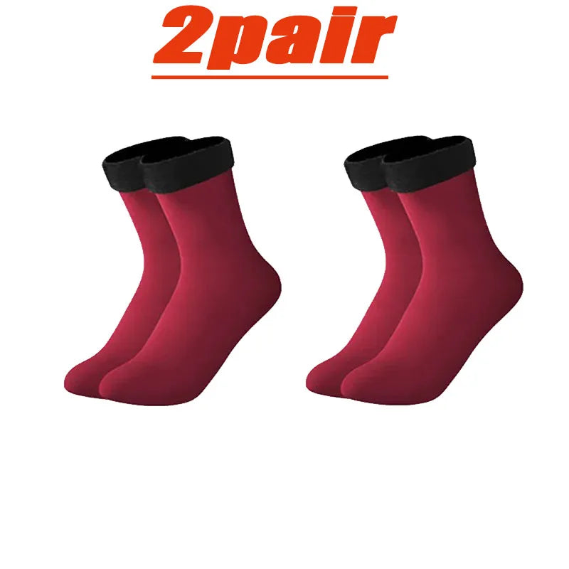 4 Pairs Set Winter Warm Thermal Socks Soft Thicken Plush Socks Solid Color Velvet Wool Snow Boots Floor Socking Outdoor Skiing Snowboard Mountain Hiking Climbing Cycling Socks Sets