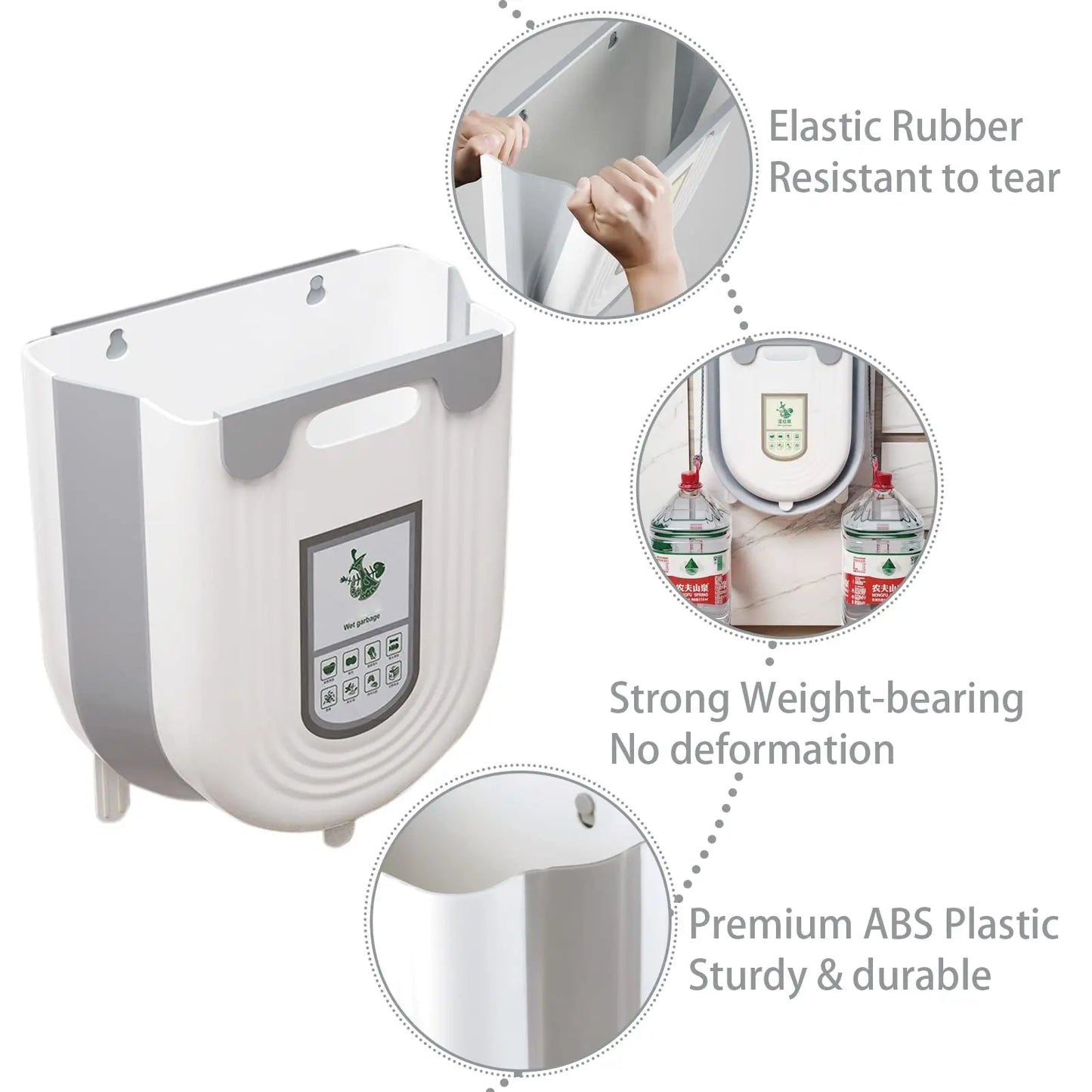 NEW Arrivals 6L-10L Foldable Kitchen Trash Can Organizer Wall-Mounted Cabinet Door Hanging Waste Bin for Easy Drainage Kitchen Organizers Storage