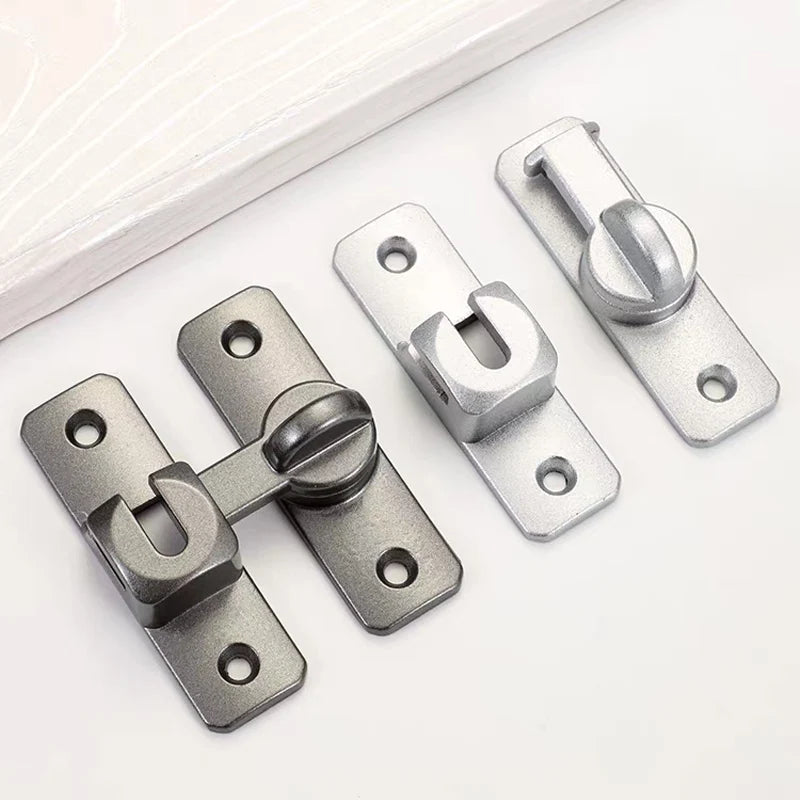 2/4 Sets Silver/Gray 90 Degree Window Drawers Cabinet Locks Stainless Steel Hook Latch Barn Door Latch Bolt Hooks Sliding Gate Buckles Hardware Home Indoor Outdoor Garden Street Door Security Supplies