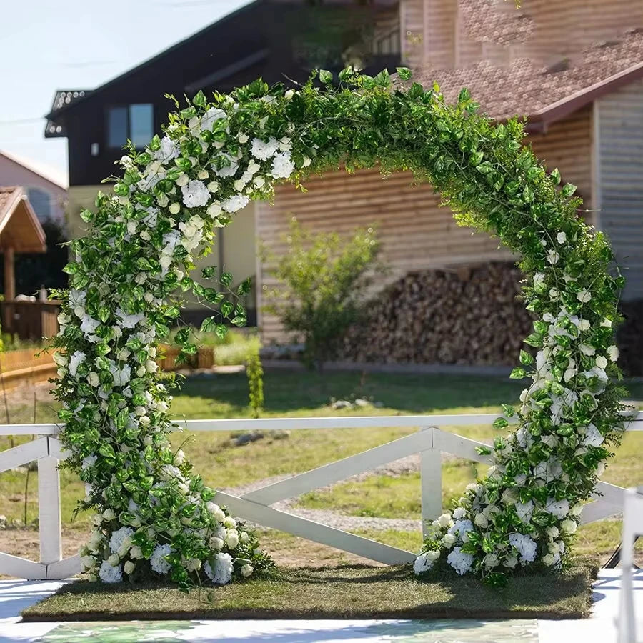 10M-105M 50 Strings Artificial Vine Leaf Decoration Vine Plants Hanging Outdoor DIY Fake Green Ivy Leaf Garland Rattan Wedding Garden Creeper Grapes Watermelon Begonia Sweet Potatoes Leaves