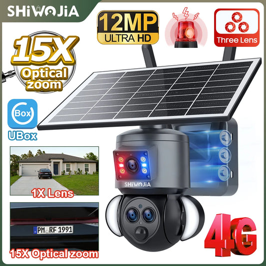 4K 8MP Solar Camera 4G 128GB SIM/WI-FI Anti-Theft Security Outdoor Dual Lens Recording Humanoid Tracking Color Night Vision PTZ Cam Home Office Business Shops Factory Security Supplies