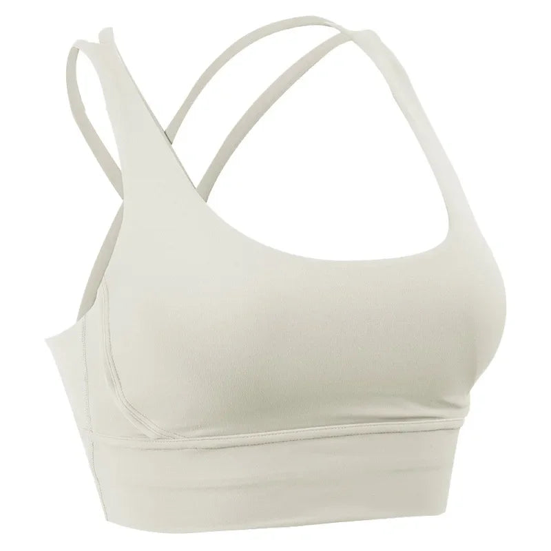 14 Colors S-XL New Push Up Sports Bra Yoga Vest  Cross Back Fitness Sexy Padded Top Gym Shock Absorbing Running Breathable Crop Top Sportswear