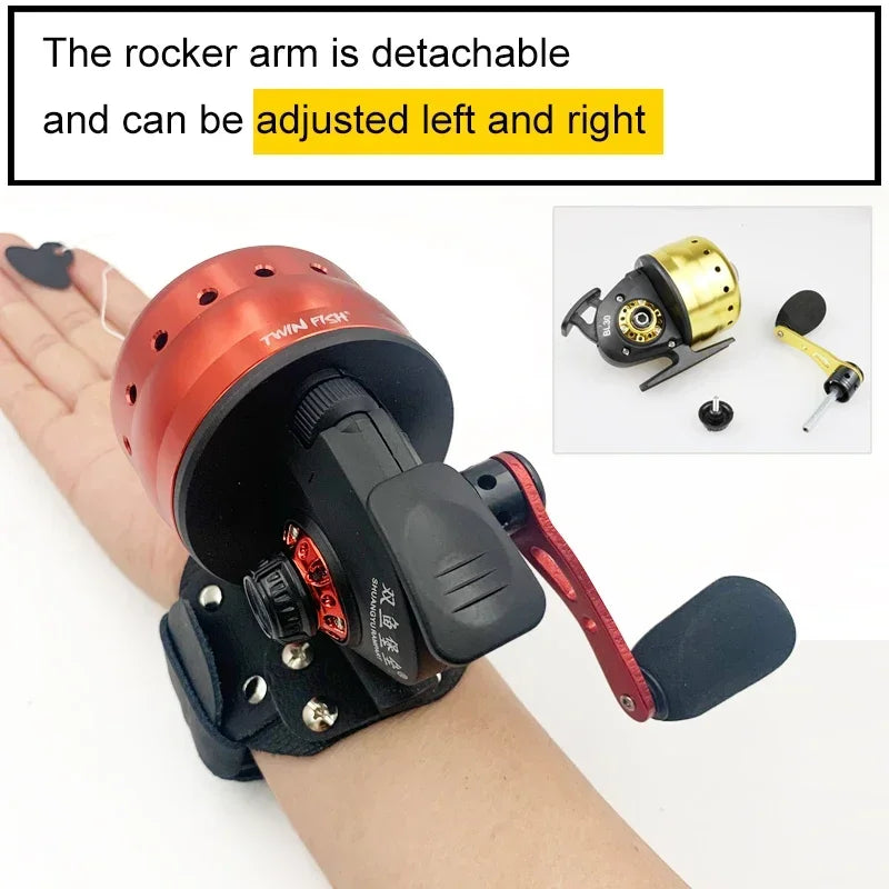 NEW KIT 3 Colors 6 PCS SET Closed Reel BL30 Fishing 4+1BB 3.6:1 High Speed Gear Ratio Slingshot Closed Metal Spinning Hand Wheel Outdoor Bow Hunting Fishing with PE line 45M Lake River Fishing Accessory Sets