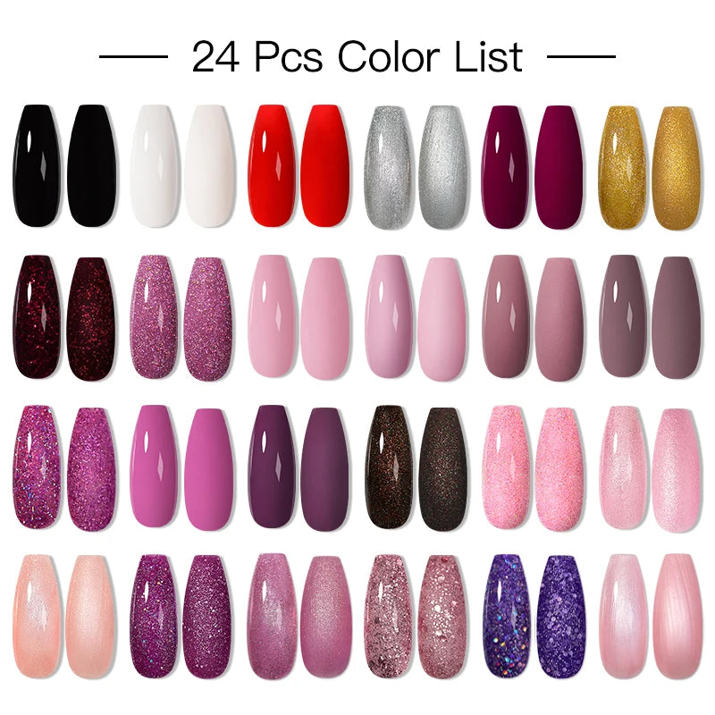 NEW Arrivals 24/40.120PCS Set Colors Gel Nail Polish Set Semi Permanent Hybrid Gel Varnish Set Base Top Coat Soak Off UV LED Nail Gel Kits Manicure Pedicure Accessories Nail Care Tools Sets Cosmetic Supplies