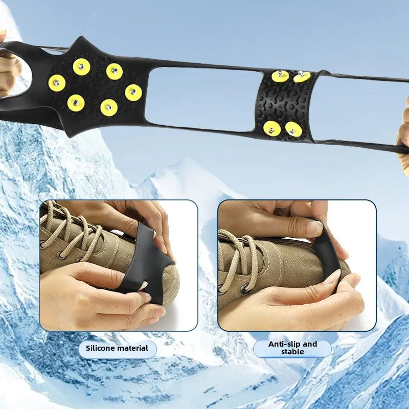 NEW Arrivals 10 Studs Snow Ice Claw Unisex Anti-Skid Snow Ice Plastic Elastomer Climbing Crampons Shoes Boots Covers Walking Hiking Accessories Sports Supplies