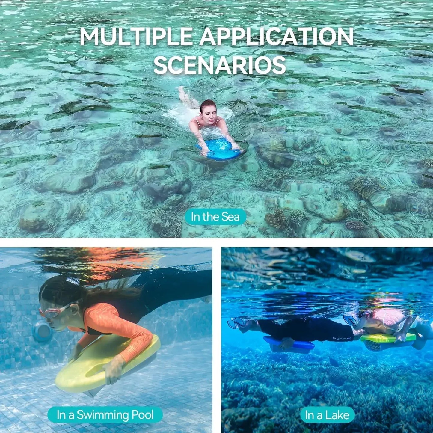 Adults Children Swimming Underwater Kickboard Electric Scooter, Swim Diving Training Kickboard 3 Speed Water Sports Swimming Pool Board Summer Water Games Supplies
