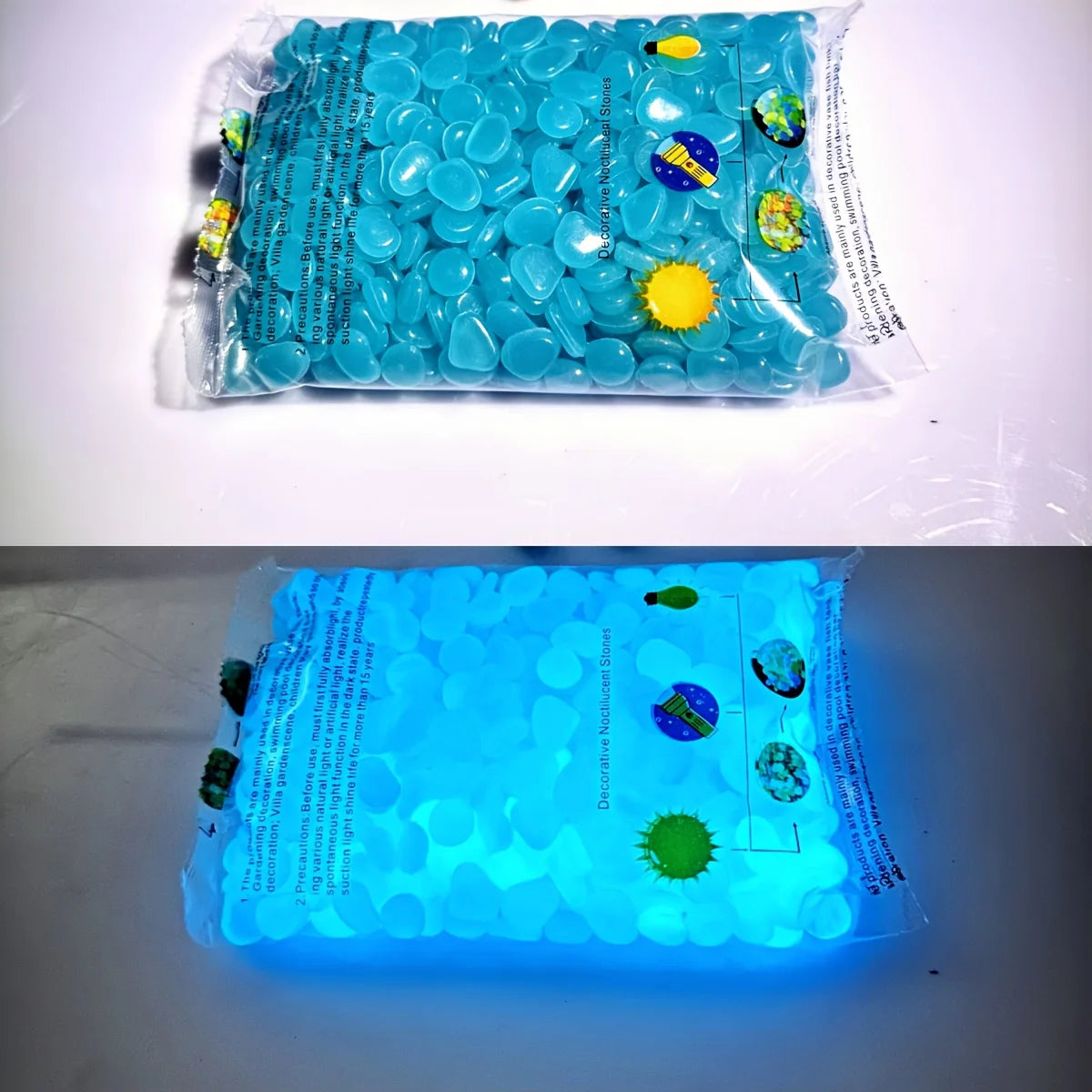 NEW 100PCS Set Glow In The Dark Pebbles, Resin Luminous Stones For Landscape, Garden Paths, Potted Plants, Parks, Aquarium Decor, Home Outdoor Garden Supplies