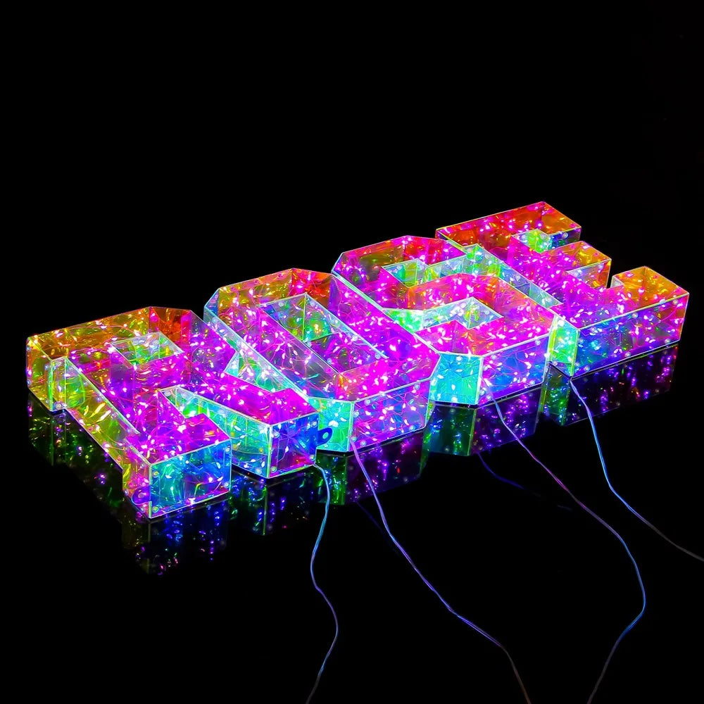 NEW Arrivals Novelty Laser Letters LED Luminous Alphabet Numbers Lights Illusory Christmas Decorative Lamps For Wedding Birthday Xmas New Year Eve Outdoor Garden Lawn Courtyard Decoration Accessories Supplies