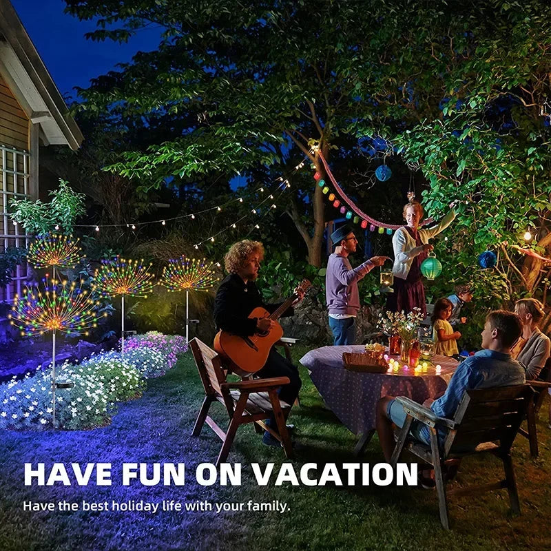2/4Pcs Solar LED Firework Fairy Light Outdoor Garden Decoration Lawn Pathway Light For Patio Yard Party Christmas Wedding