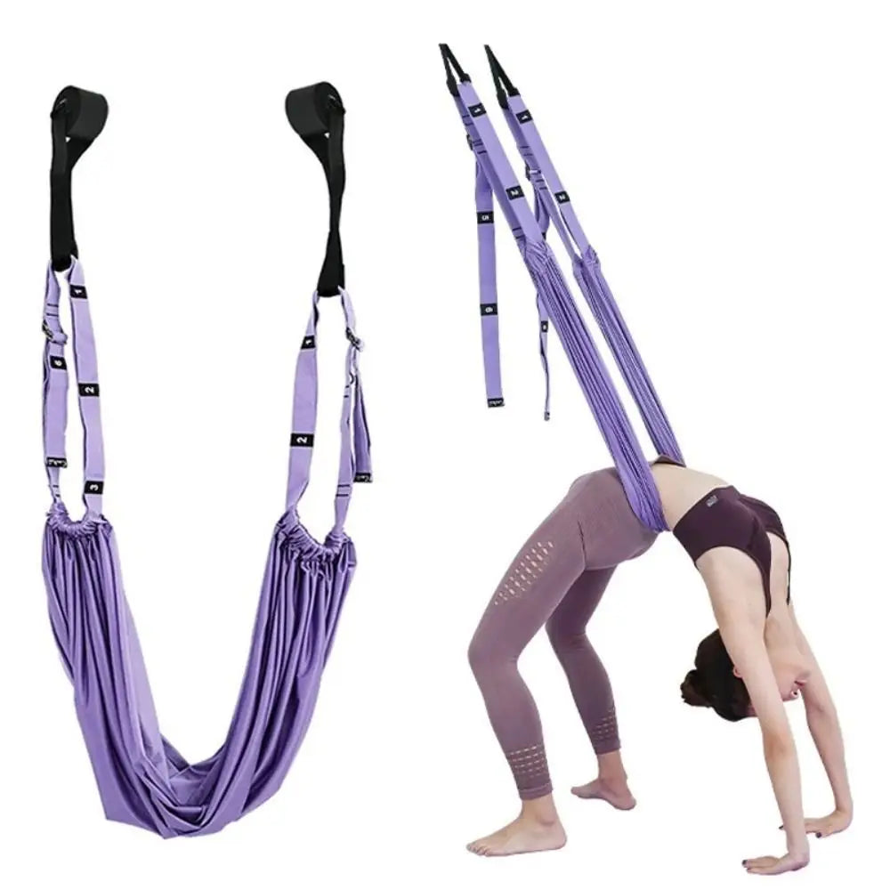NEW 3 Colors Adjustable Women Aerial Yoga Strap Elastic Stretch Door Hanging Aerial Yoga Hammock Swing Flexibility Training Home Gym Accessories