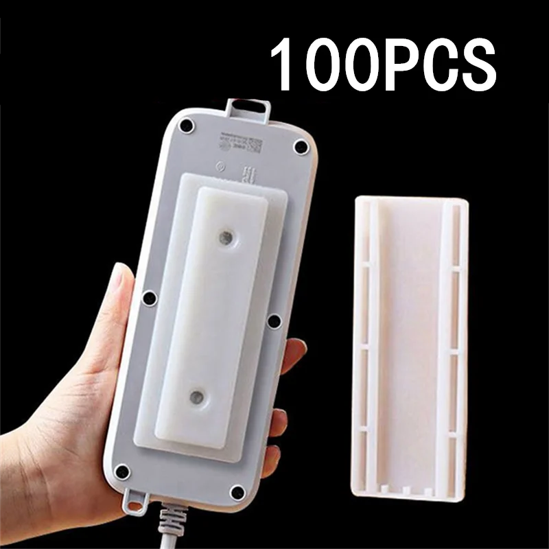 NEW Arrivals 50/100PCS Set Self-Adhesive Desktop Socket Fixer Hanging Power Strip Cable Organizer Removable Wall Holder Fixator Wall-Mounted Home Living Room