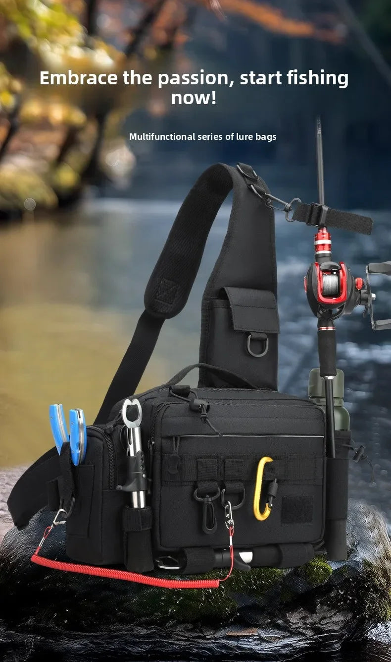 Multifunction Waist Bag Fishing Rod Bag Tactical Backpack Crossbody Bag Fishing Rod Holder Tackle Lures Bag