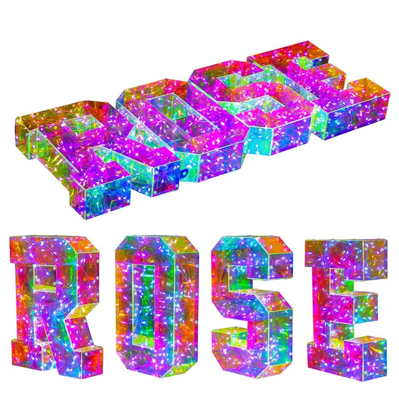NEW Arrivals Novelty Laser Letters LED Luminous Alphabet Numbers Lights Illusory Christmas Decorative Lamps For Wedding Birthday Xmas New Year Eve Outdoor Garden Lawn Courtyard Decoration Accessories Supplies