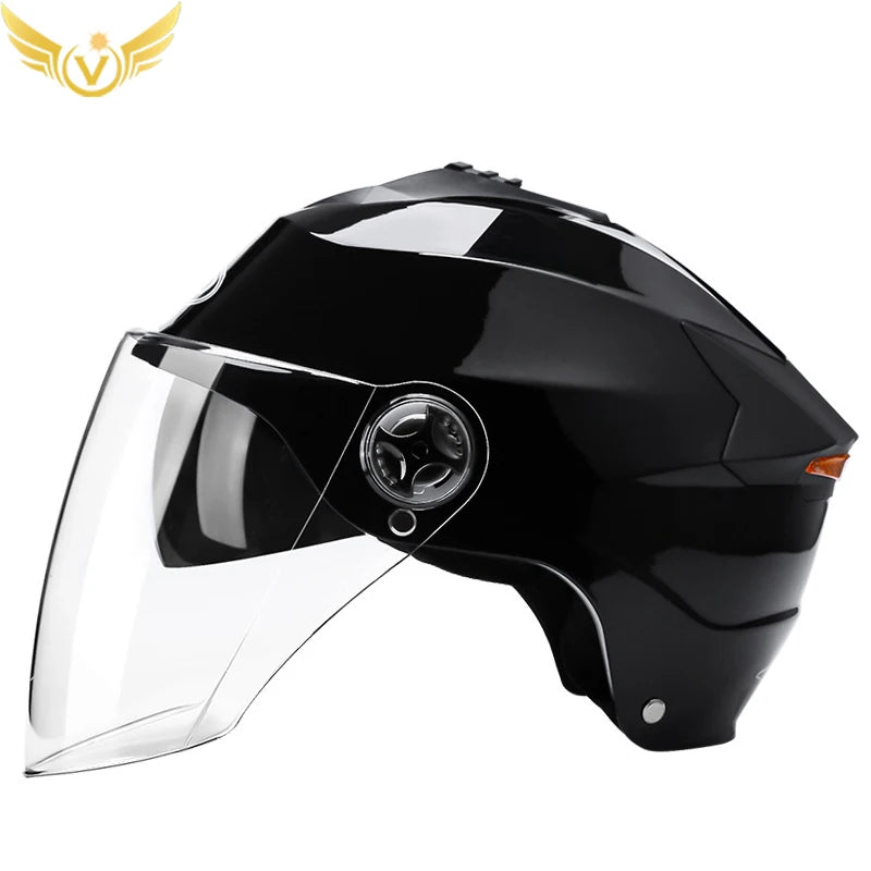 Motorcycle Helmets With Led Lights Moped Helmet Electric Scooter for Men Women With Double Visor Rechargeable Bicycle Light Bike