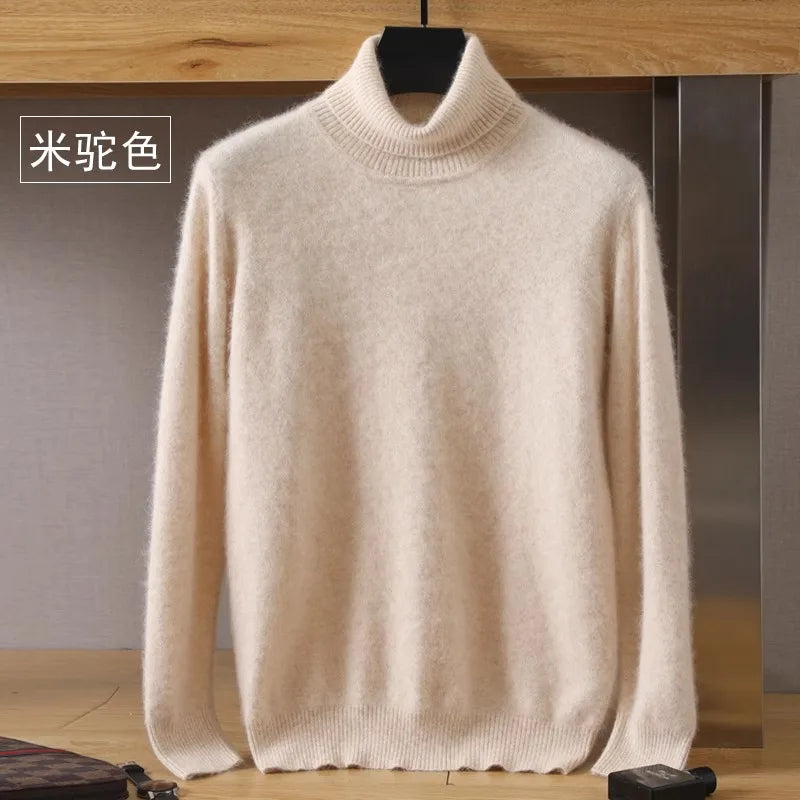 S-3XL Plus Size 5 Colors Women's Men's 100% Pure Mink Cashmere Sweater High Lapels Pullovers Knitted Winter New Tops Long Sleeve High-End Jumpers