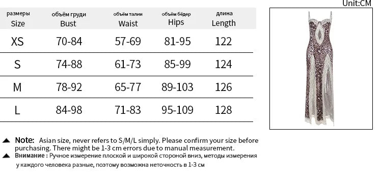 UK Size Sexy Leopard Lace Patchwork Evening Party Dress Women's Summer Night Beach Party  Sleeveless Hollow Out Split Long Gowns Female Evening Prom Dresses