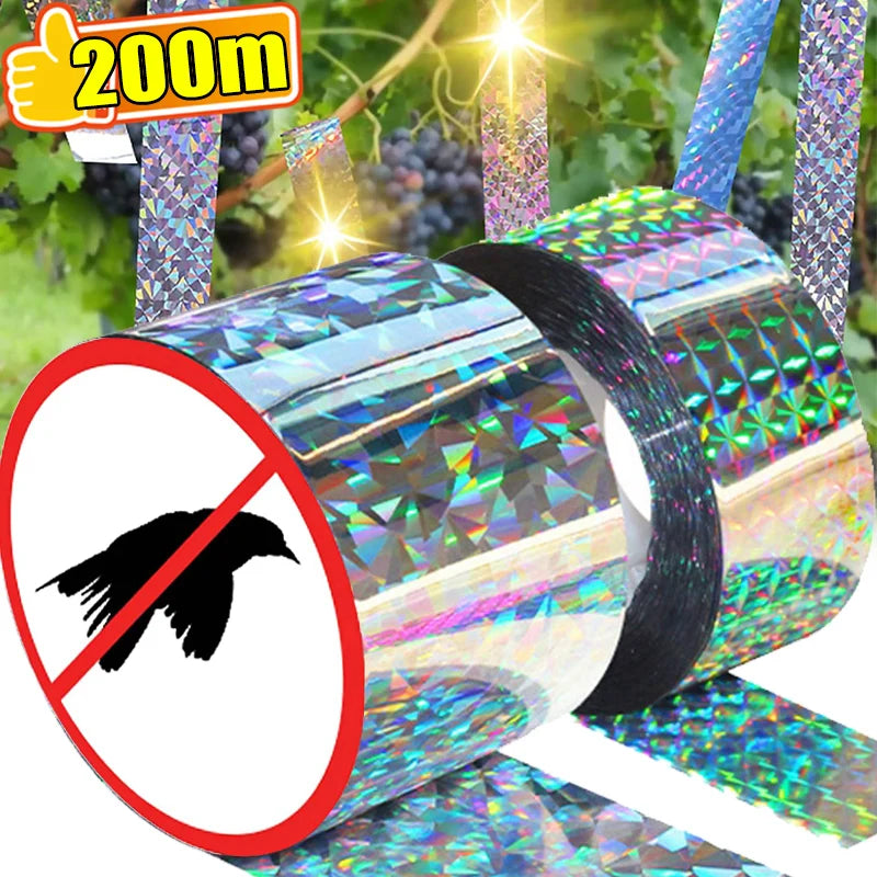 4 Rolls Set 200M Bird Repeller Tape Hawks Pigeon Flashing Reflective Repellents Anti-Bird Scare Double-Sided Ribbon Tape Garden Orchard Plants Flowers Fruits Protective Film Home Garden Tools Sets