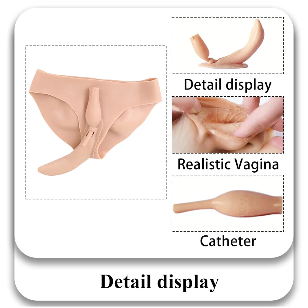 Silicone Realistic Vagina Hip Pants Pussy Transgender Artificial Sex Fake For Cosplay Crossdresser Transgender Drag Queen