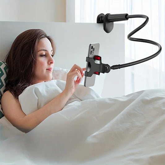 NEW White/Black Color Lazy Bedside Desktop Mobile Phone Clamp Bracket Flexible Long Arm Gooseneck Lazy Person Bracket With Handle Overhead Live Holder Mobile Phones Accessories