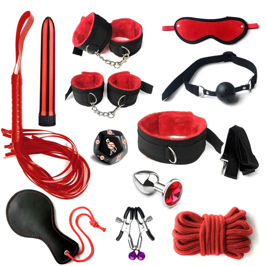 Sex Toys Bdsm sexual jugetes kit for couples PU Sex Bondage Set Handcuffs Sex Games Shackles Nipple Clamp adult sexy toys 18