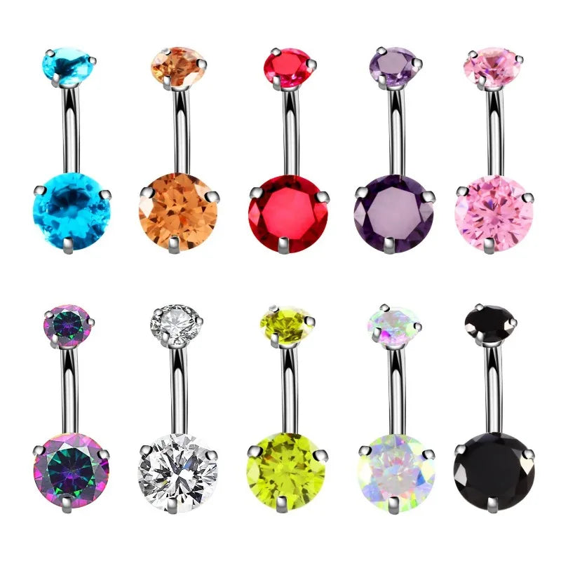 Surgical Steel Crystal Zircon Flower Heart Dollar Letter Eye Pendant Belly Button Piercing Ring Belly Button Ring Body Jewelry Fashion Supplies