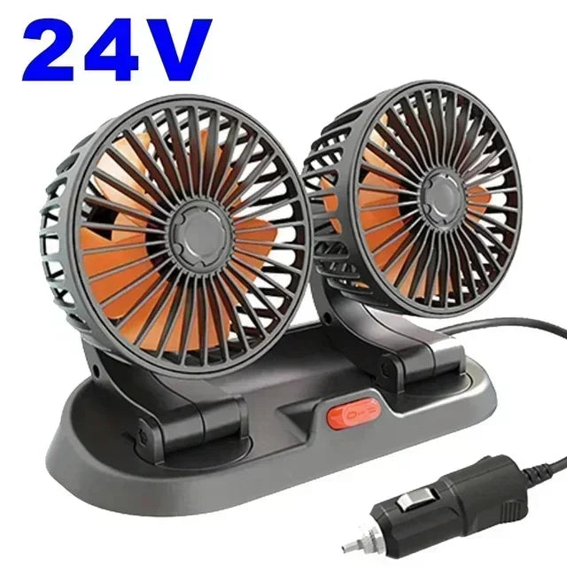 2/3 Heads Set 5V 12V 24V Car Cooling Fan 360° Adjustable Dual Head Air Fan USB 2Speeds Automotive Electric Fan For Dashboard RV Truck Vehicle Air Cooling Supplies Sets